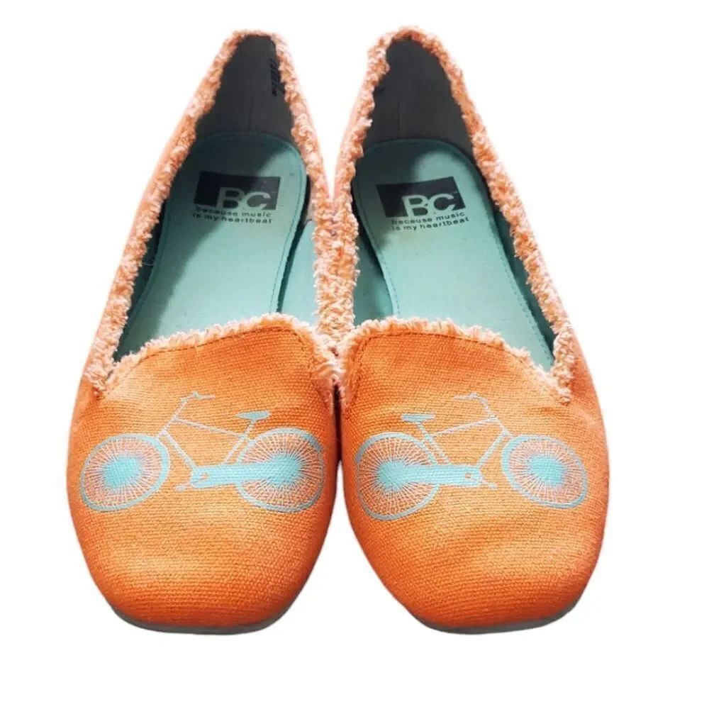 BC Orange & Teal Bicycle Slip on Loafers